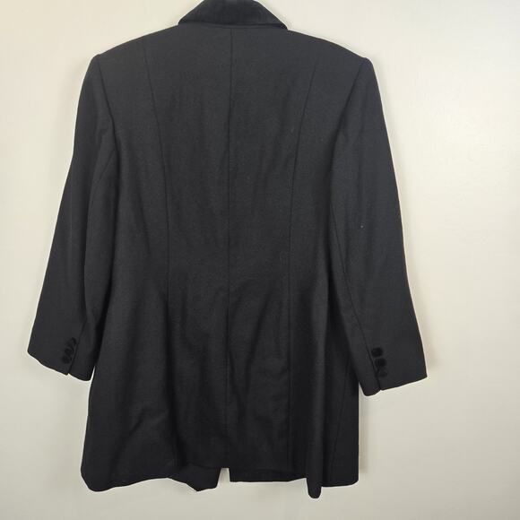 Vintage Emily Wool Tailored Car Coat 14W Academia Black Velvet Collar MOBWIFE - Picture 5 of 11